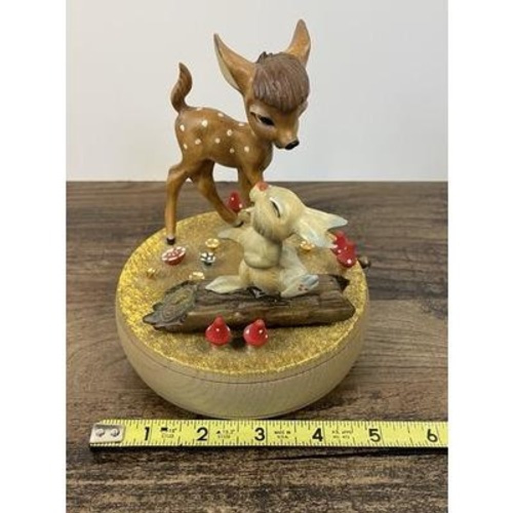 Anri Disney Bambi & Thumper Carved Wood Music Box Hi Lilli Hi Lo WORKS VIDEO - Picture 12 of 12